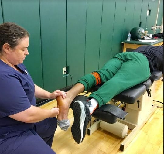 Courtside acupuncture for pain relief. Not too shabby.